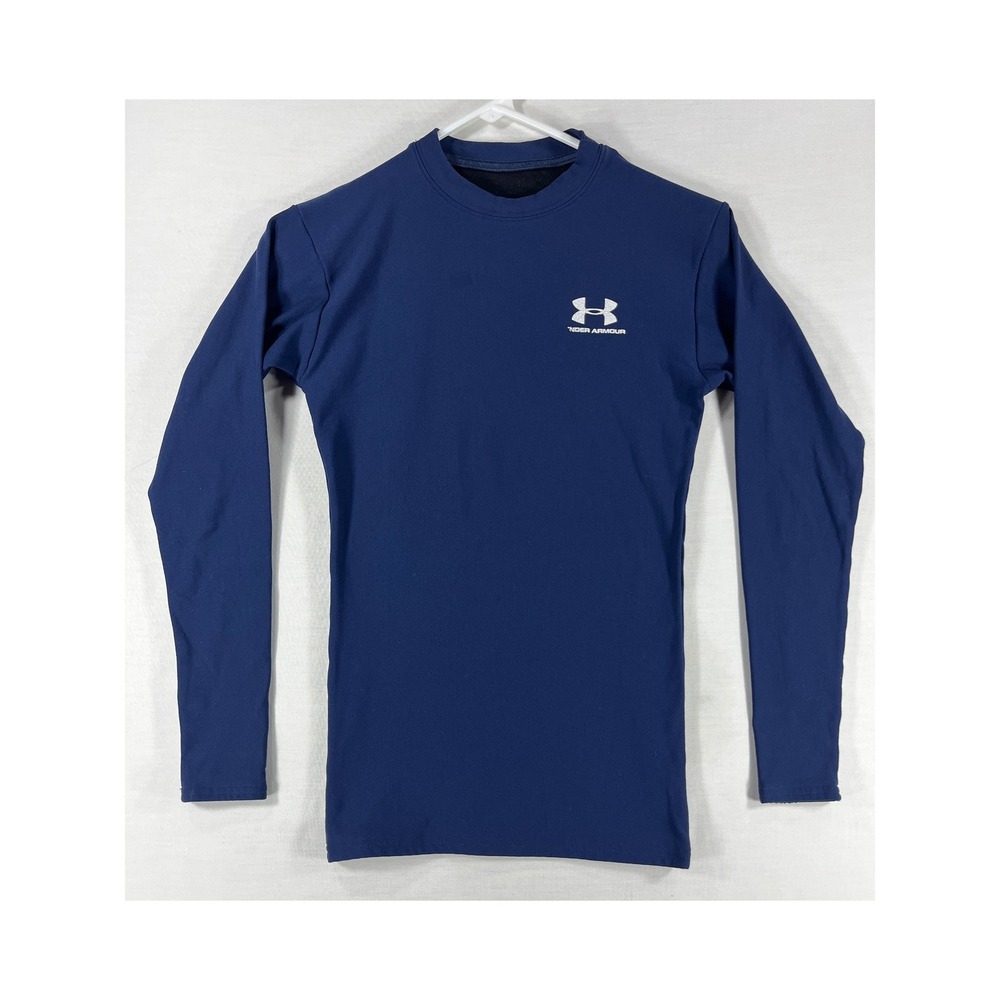 Under Armour ColdGear Compression Mock Neck Shirt Navy Blue Small